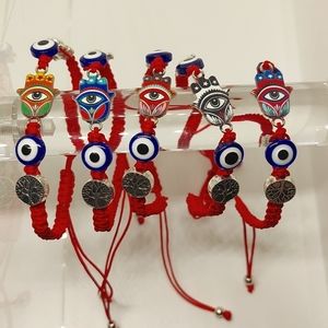 5Pcs Evil Eye Bracelets Handmade String Hamsa Hand Bracelet